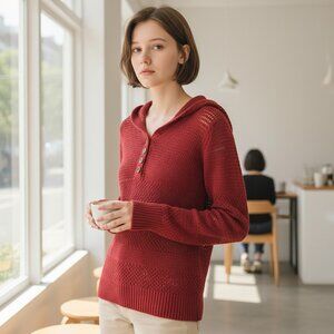 Mandarine & Co. Chandail à capuchon crochet Large rouge